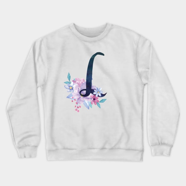 Floral Monogram L Pretty Lilac Bouquet Crewneck Sweatshirt by floralmonogram